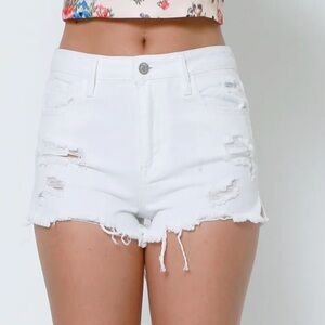 eunina White Cutoff Denim Shorts Jean Shorties High Rise Women’s Size Large